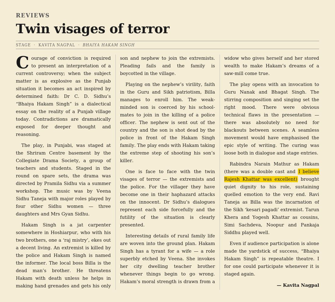 Newspaper review